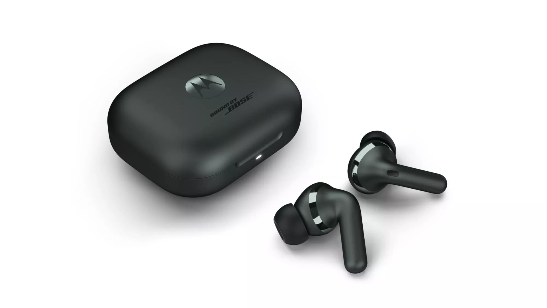 Motorola&rsquo;s moto buds+ with Sound by Bose and their charging case